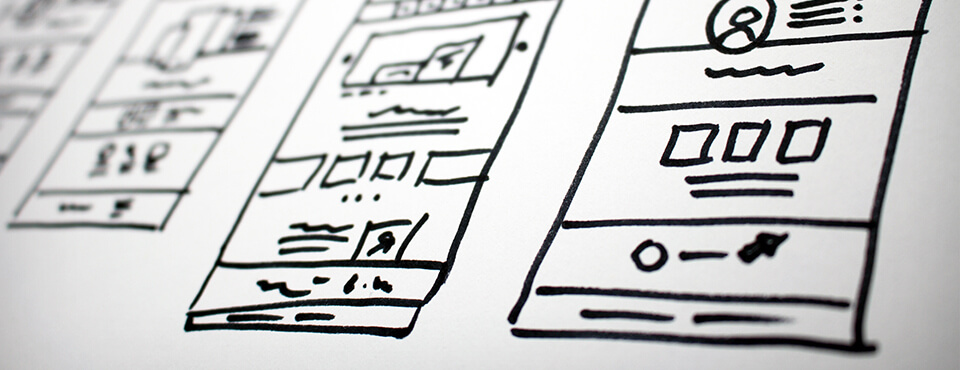 Wireframe Sketches on a Whiteboard